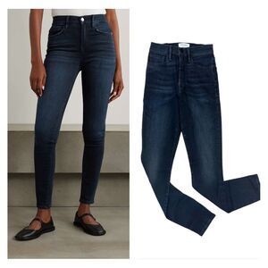 Frame Denim Le High Distressed High-Rise Skinny Jeans In Indigo